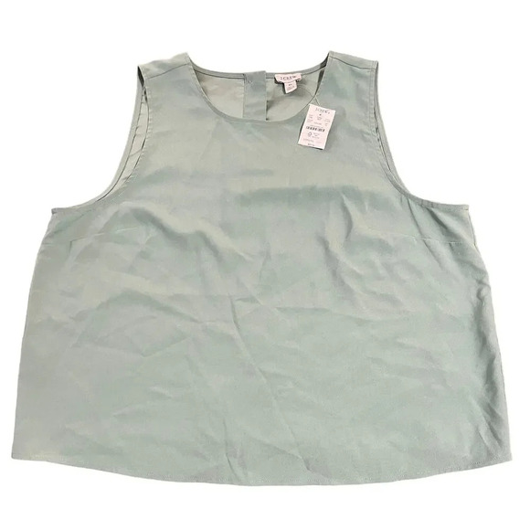 NWT J.Crew Sage Green Tank Top Size XL Button Back Formal Cropped Sleeveless - Picture 1 of 8